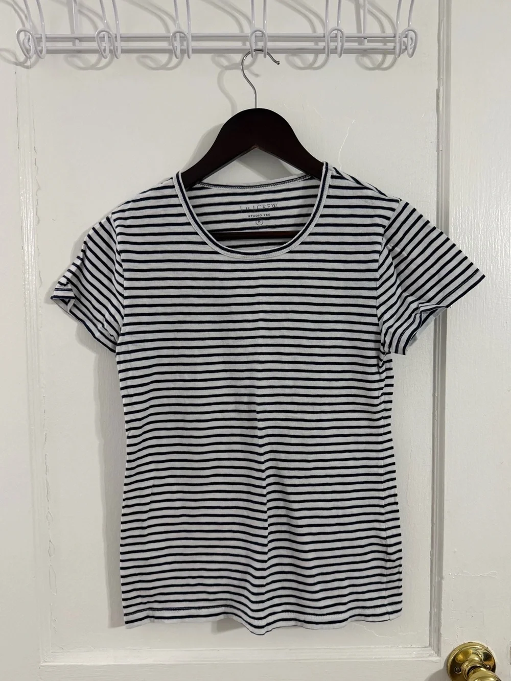 Navy & White Striped Crewneck Tee